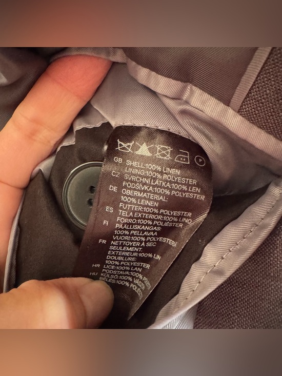 H&M 100% Linen Blazer Mens 42R Gray Summer Lightweight Jacket - Picture 10 of 10